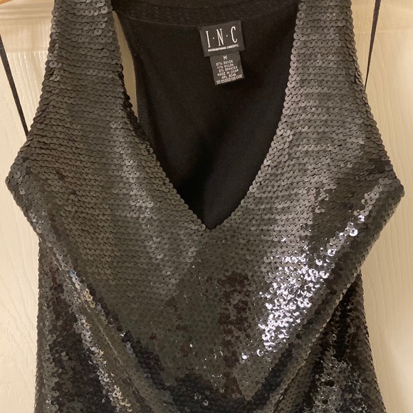 INC International Concepts Dressy Sequined Top - Black - M - NWOT - Picture 1 of 6